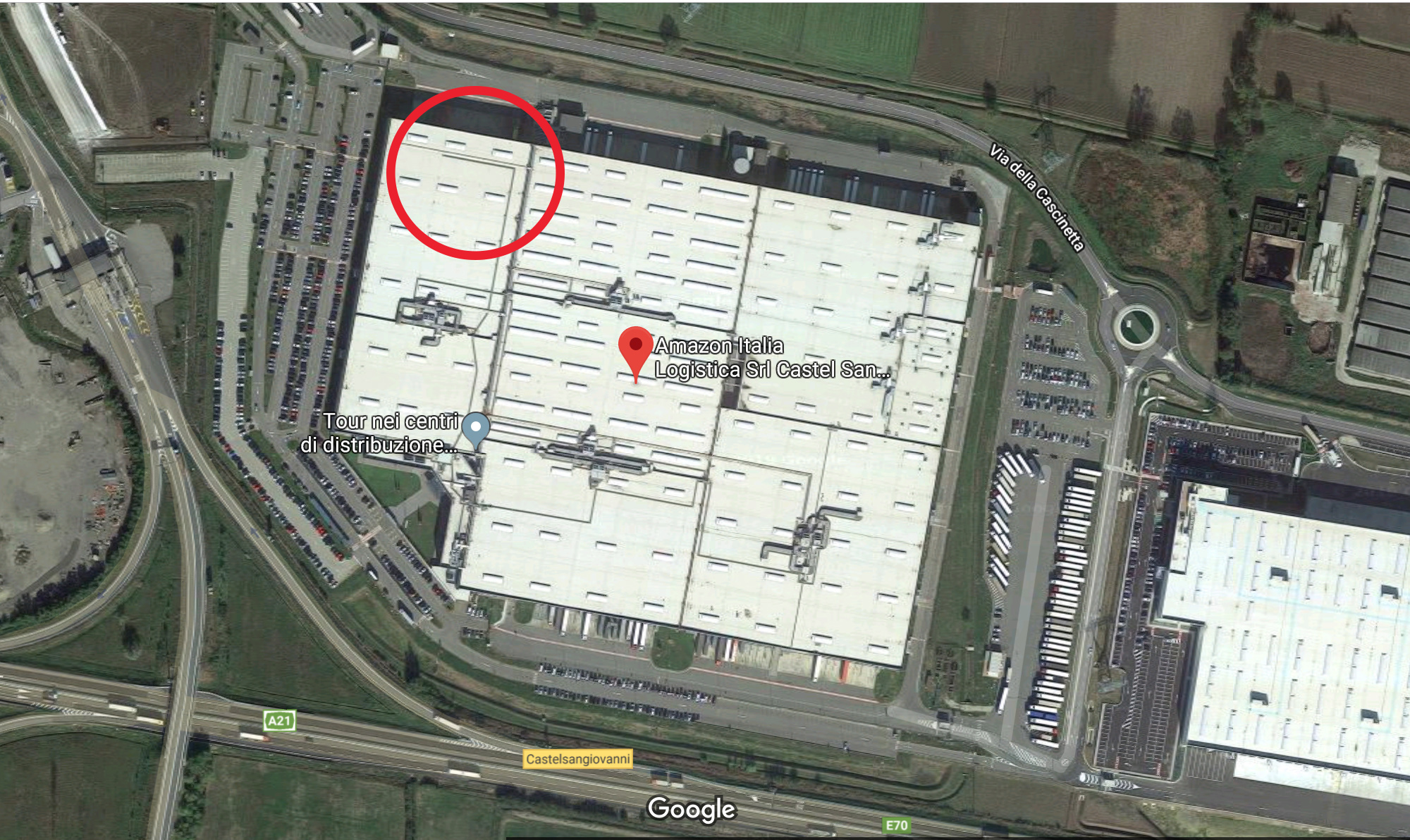 mappa amazon castel san giovanni da google