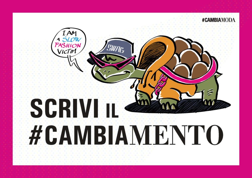 cartolina scrivi il cambiamento cambia moda_mani tese 2020
